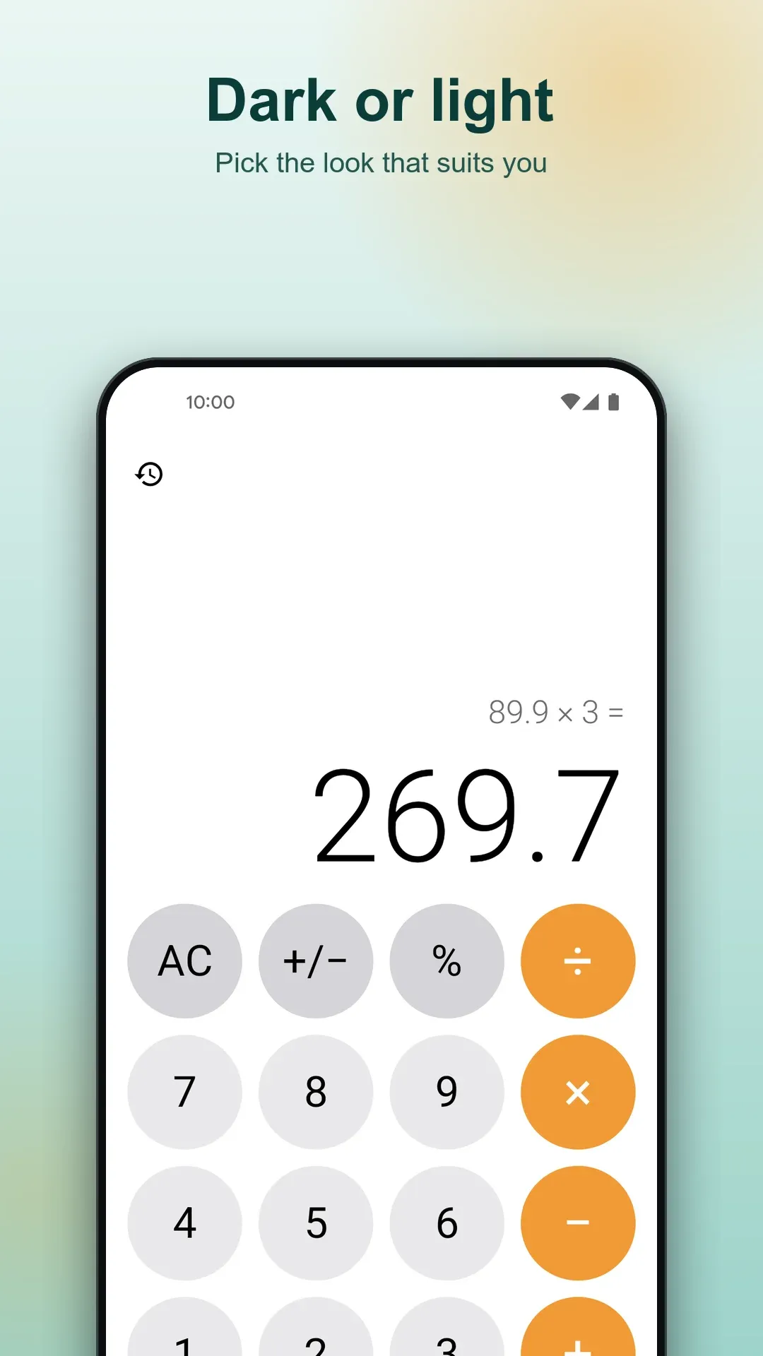 Calcly in the light theme